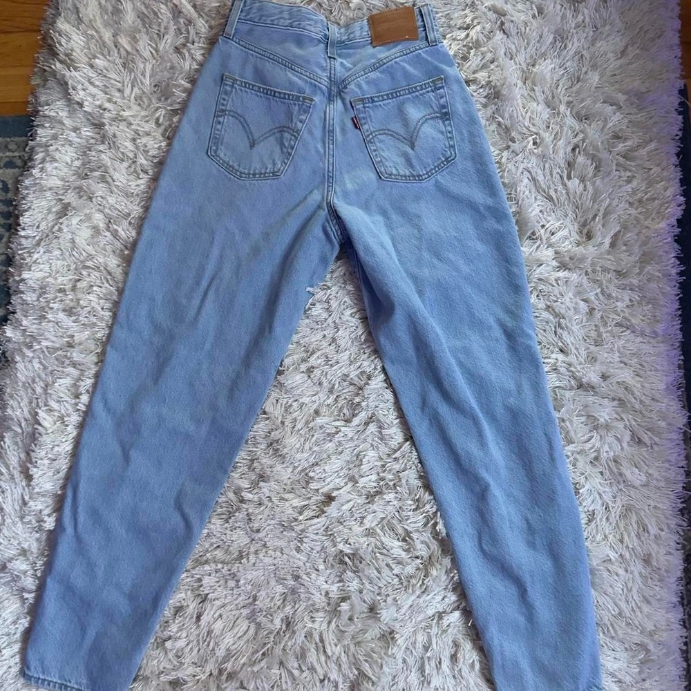 Levis Premium High Loose Taper Plaid Patchwork High Rise Mom Jeans Womens 25 - Picture 2 of 8